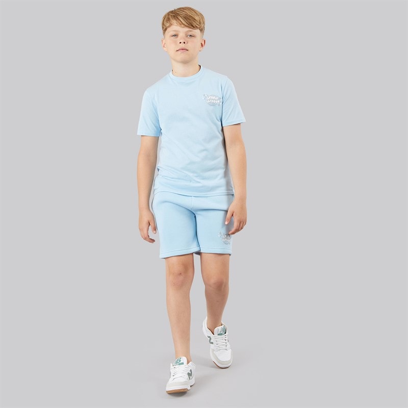 Closure London Boys Scribble Worldwide T-Shirt And Shorts Set Sky Blue - Image 4