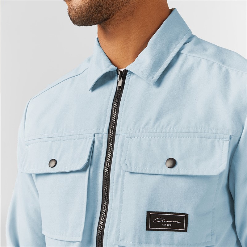 Closure London Mens Utility Overshirt Light Blue 030 - Image 4