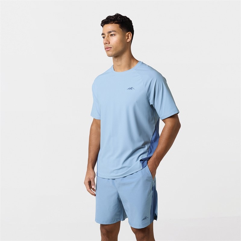 Closure London Mens Colourblock T-Shirt And Shorts Set Light Blue