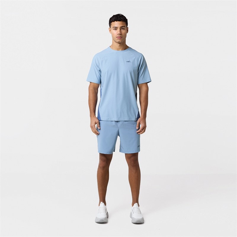 Closure London Mens Colourblock T-Shirt And Shorts Set Light Blue - Image 2