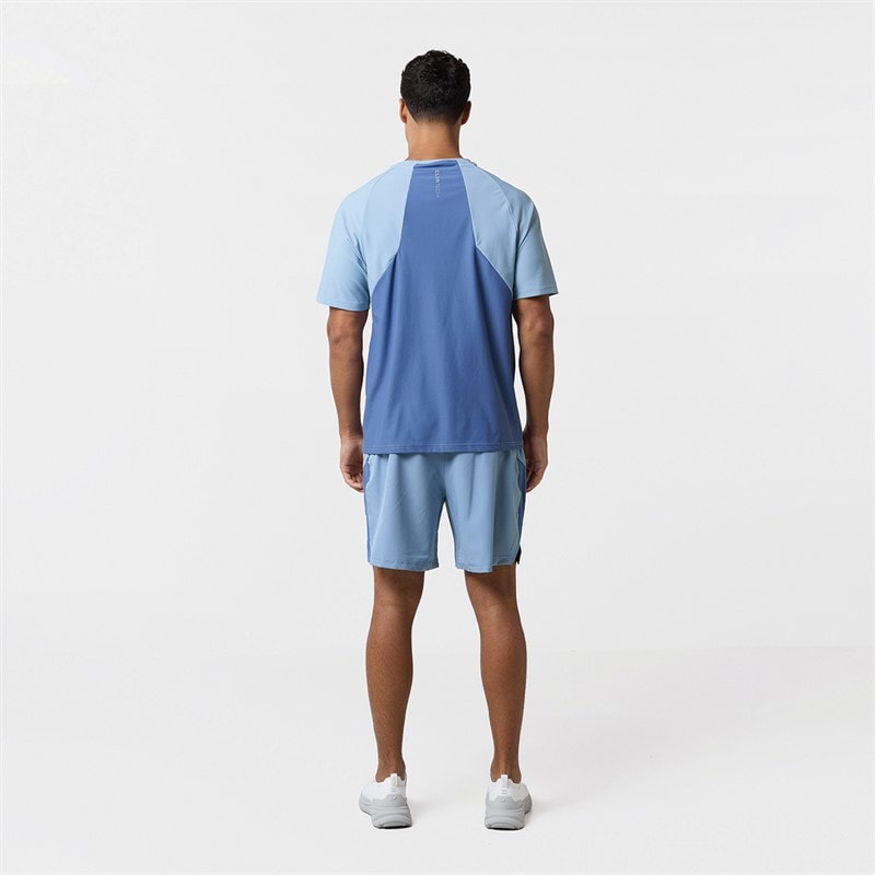 Closure London Mens Colourblock T-Shirt And Shorts Set Light Blue - Image 3