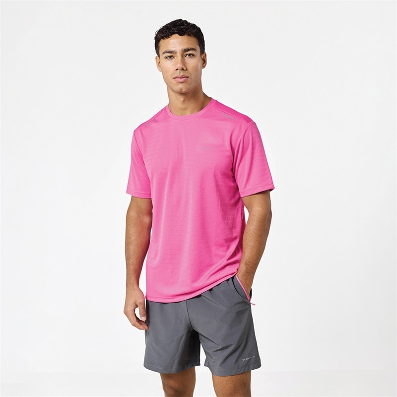 Closure London Mens Poly T-Shirt And Shorts Set Pink/Charcoal