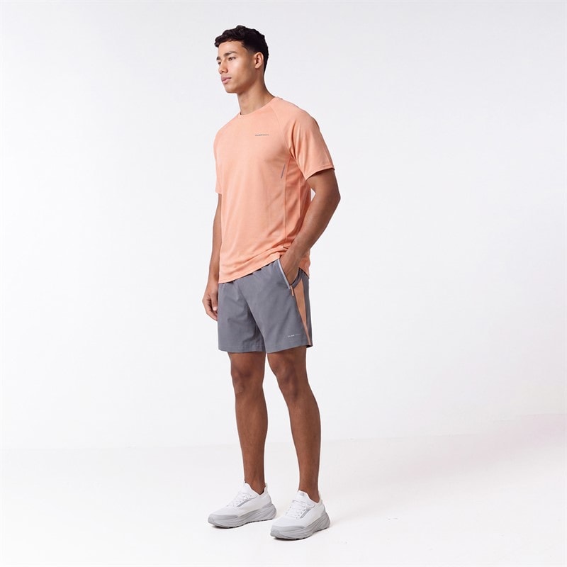 Closure London Mens Adapt T-Shirt And Shorts Set Peach/Grey - Image 2