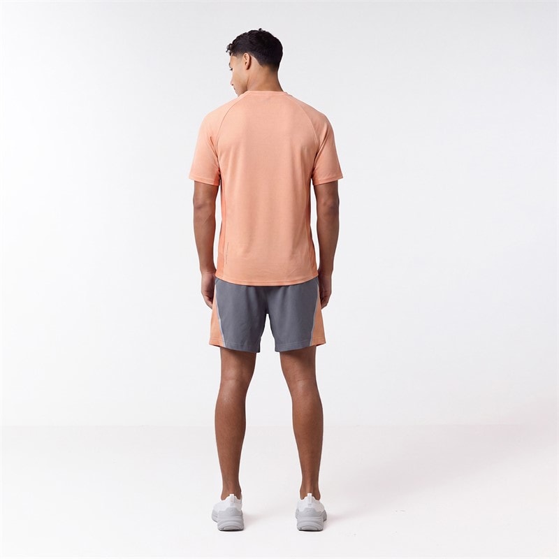 Closure London Mens Adapt T-Shirt And Shorts Set Peach/Grey - Image 3