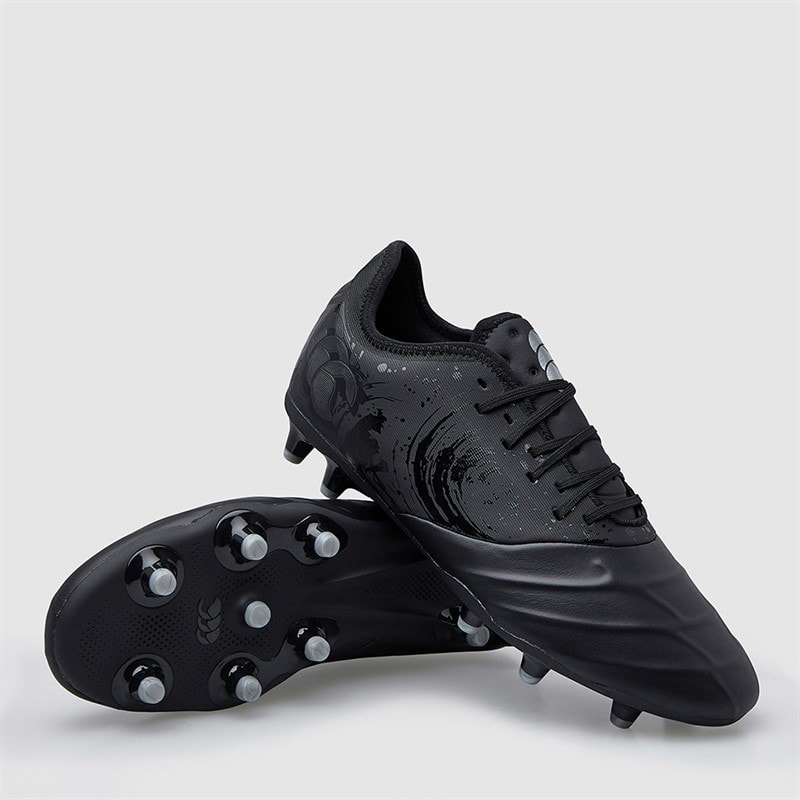 Canterbury Mens Phoenix Genesis Pro FG Firm Ground Rugby Boots Black/Silver - Image 1