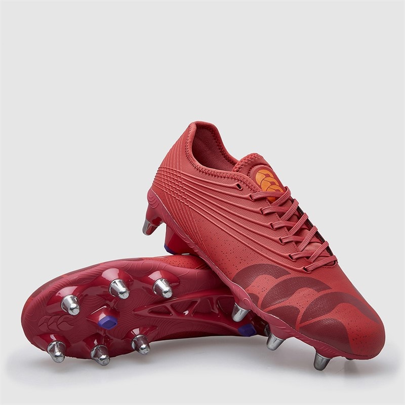 Canterbury Mens Stampede GRNDBRK Pro SG Soft Ground Rugby Boots Purple/Orange - Image 1