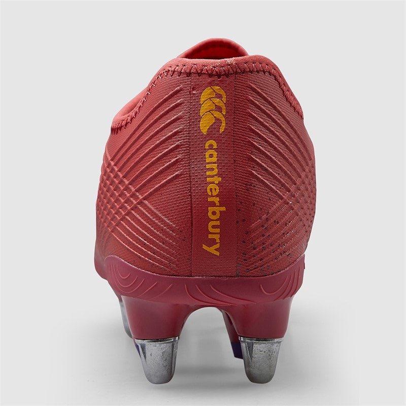 Canterbury Mens Stampede GRNDBRK Pro SG Soft Ground Rugby Boots Purple/Orange - Image 4