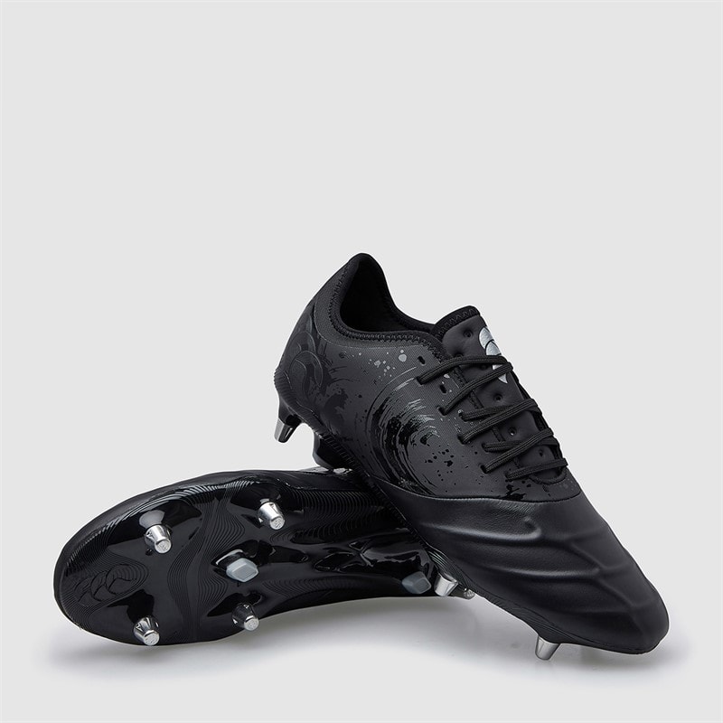 Canterbury Mens Phoenix Genesis Pro SG Soft Ground Rugby Boots Black/Silver - Image 1