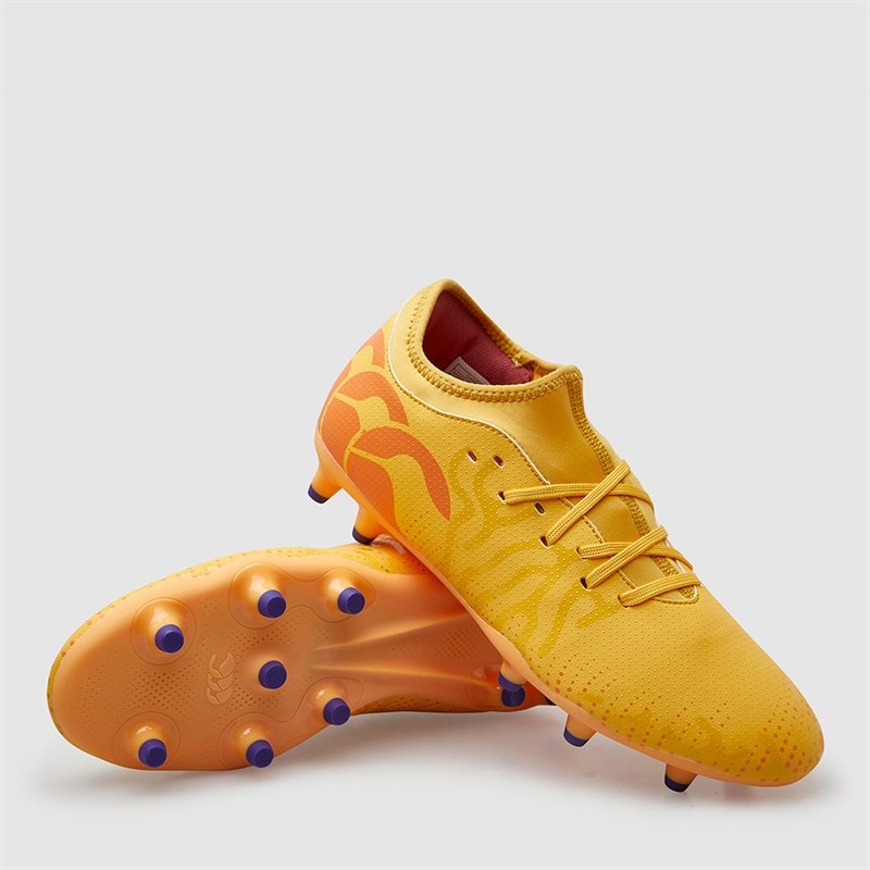 Canterbury Mens Speed Infinite Team FG Firm Ground Rugby Boots Yellow/Orange - Image 1