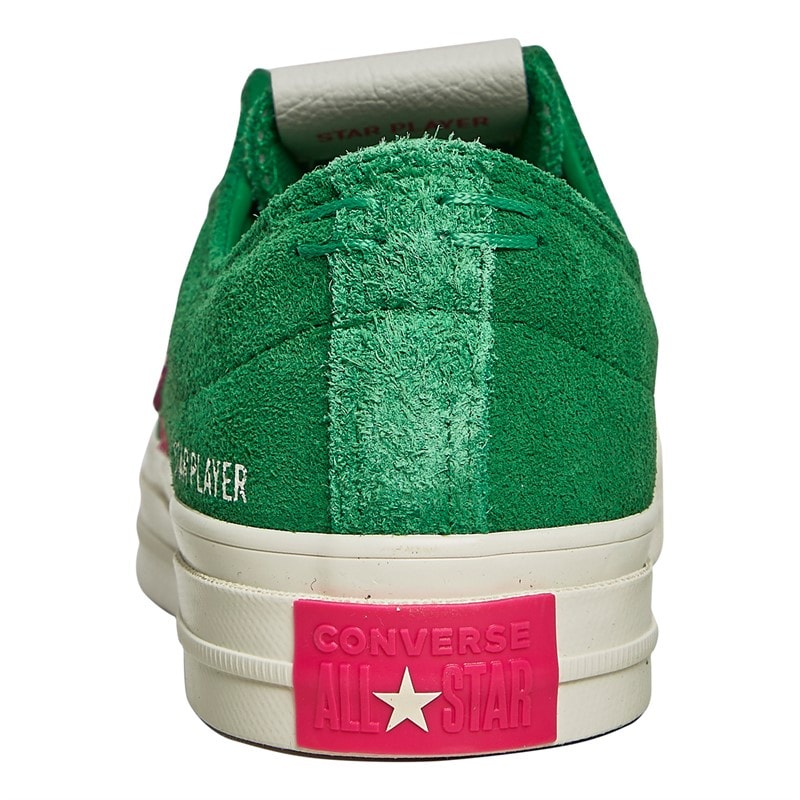 Converse Star Player 76 Suede Trainers Green/Chaos Fuchsia/Egret - Image 3