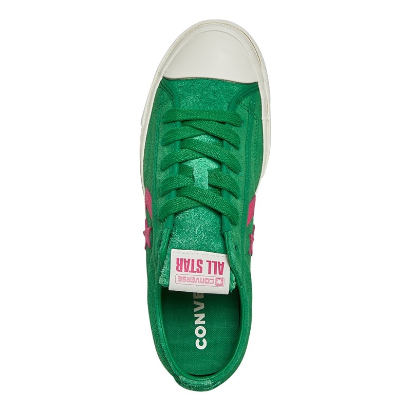 Converse Star Player 76 Suede Trainers Green/Chaos Fuchsia/Egret - Image 4