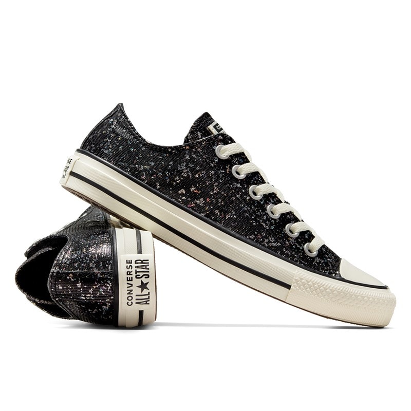 Converse Womens Chuck Taylor All Star Glitter Trainers Black/Egret/Black - Image 5