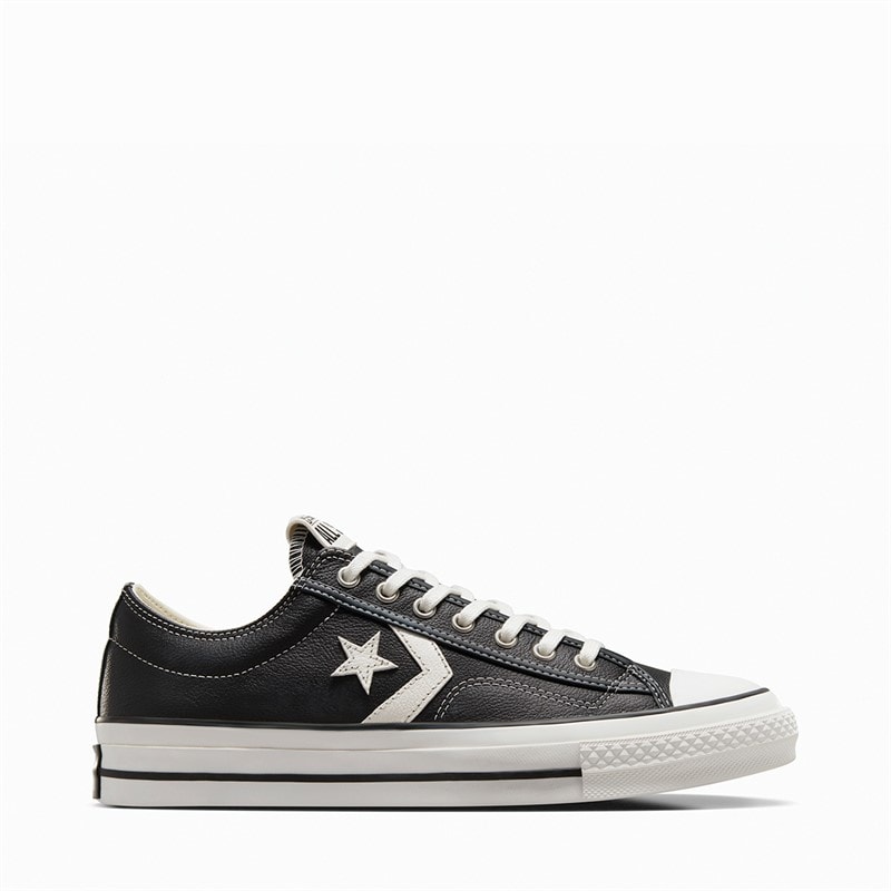 Converse Star Player 76 Fall Leather Trainers Black/Vintage White/Silver - Image 1