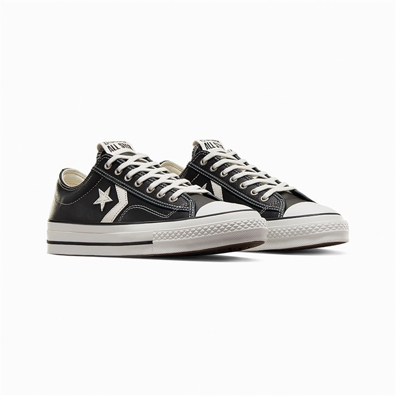 Converse Star Player 76 Fall Leather Trainers Black/Vintage White/Silver - Image 4