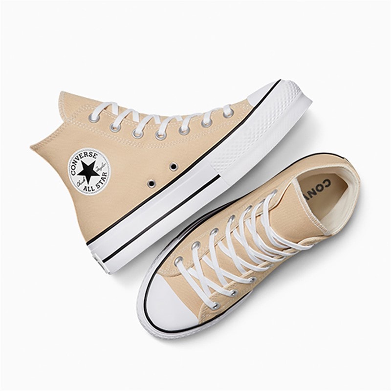 Converse Womens Chuck Taylor All Star Lift Platform Hi Trainers Coastal Dune/White/Black - Image 4