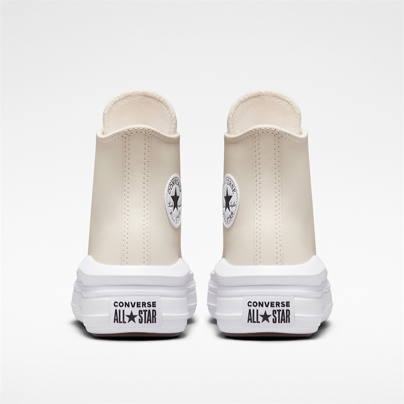 Converse Junior Chuck Taylor All Star Move Hi Coated Leather Trainers Desert Sand/Black/White - Image 3
