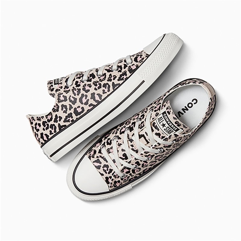 Converse Junior Girls Chuck Taylor All Star Ox Leopard Trainers Warm Clay/Egret/Black - Image 4