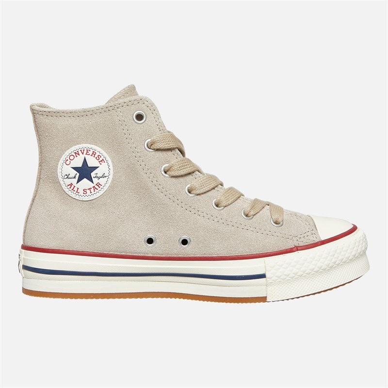 Converse Junior Chuck Taylor All Star Lift Platform Hi Suede Trainers Papyrus/Egret/Midnight Navy - Image 1
