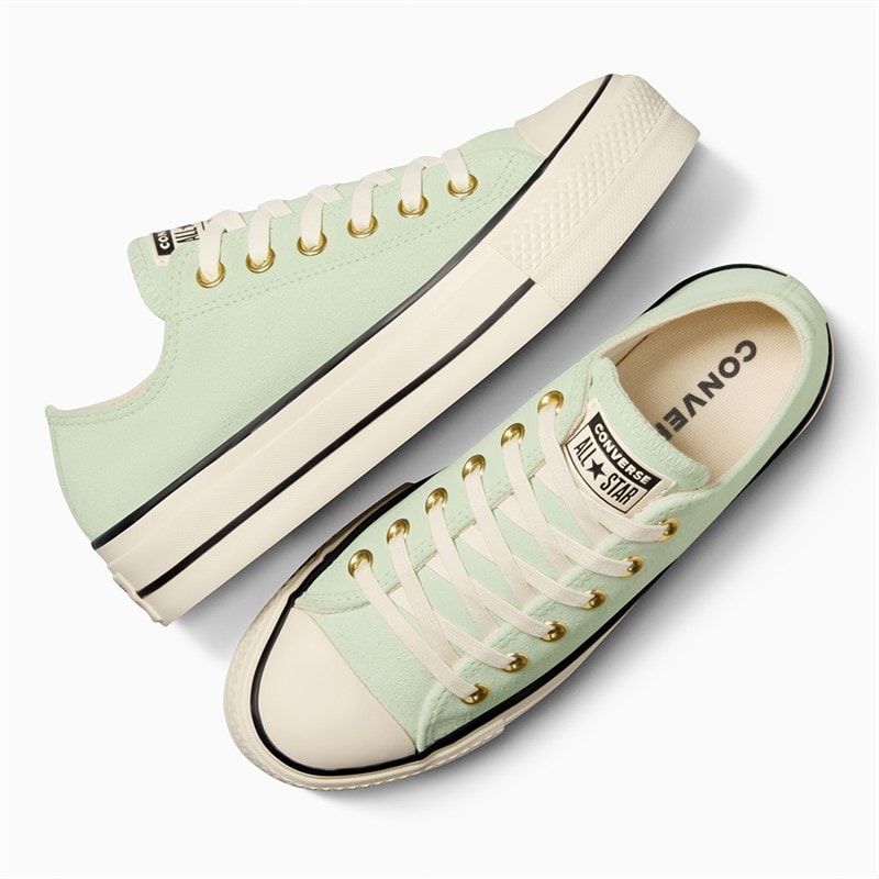 Converse Womens Chuck Taylor All Star Lift Platform Ox Suede Trainers Surplus Mint/Natural Ivory - Image 4