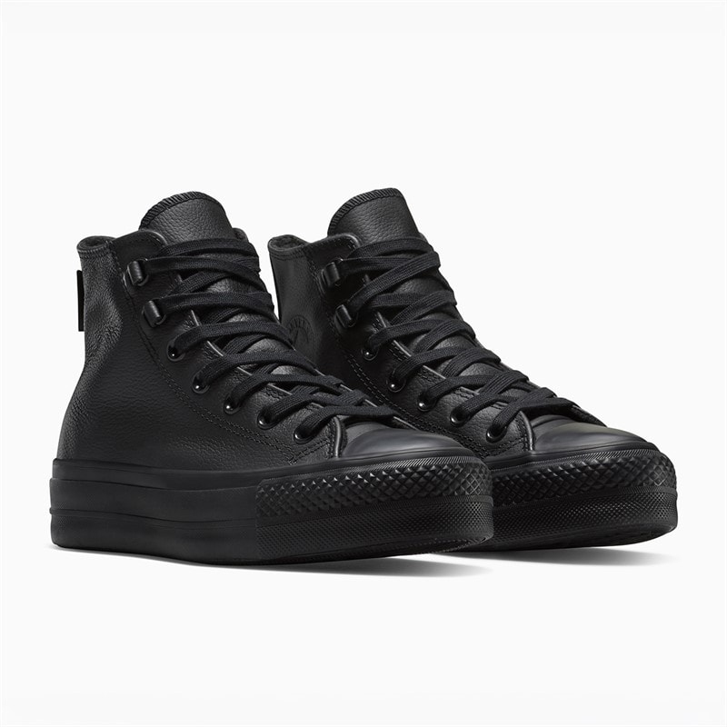 Converse Womens Chuck Taylor All Star Hi Lift Platform Leather Trainers Black/Black/Black - Image 2