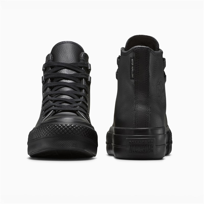 Converse Womens Chuck Taylor All Star Hi Lift Platform Leather Trainers Black/Black/Black - Image 3