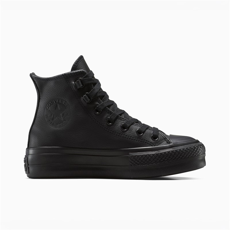 Converse Womens Chuck Taylor All Star Hi Lift Platform Leather Trainers Black/Black/Black - Image 5