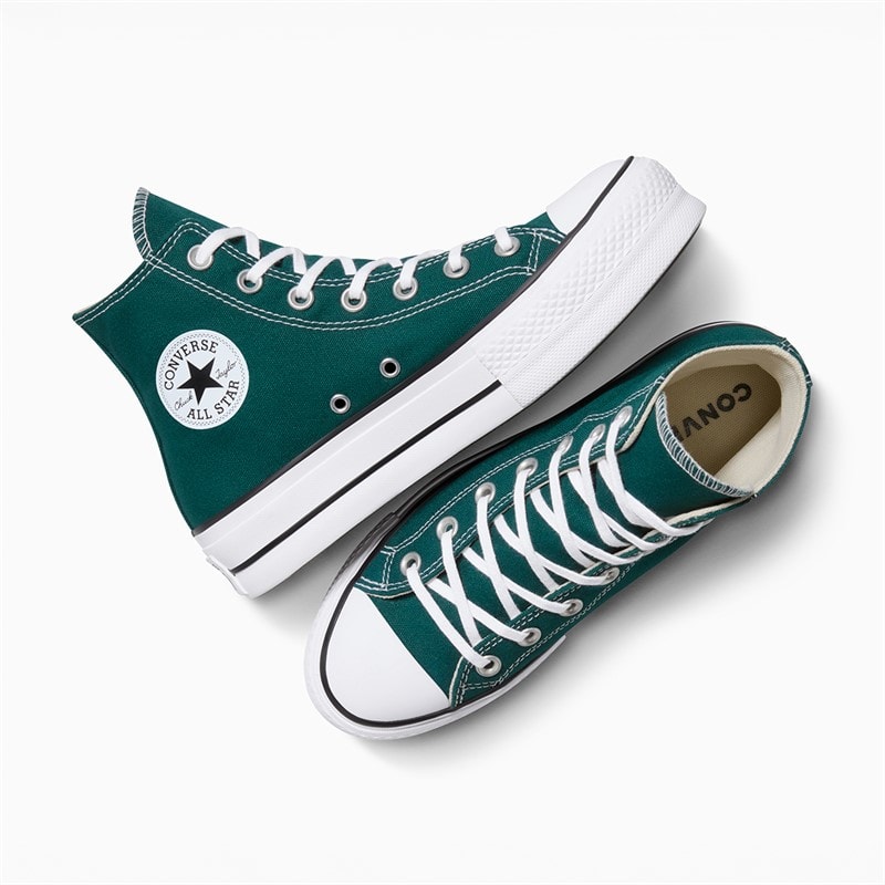 Converse Womens Chuck Taylor All Star Hi Lift Platform Trainers Darkly Jaded/White/Black - Image 4