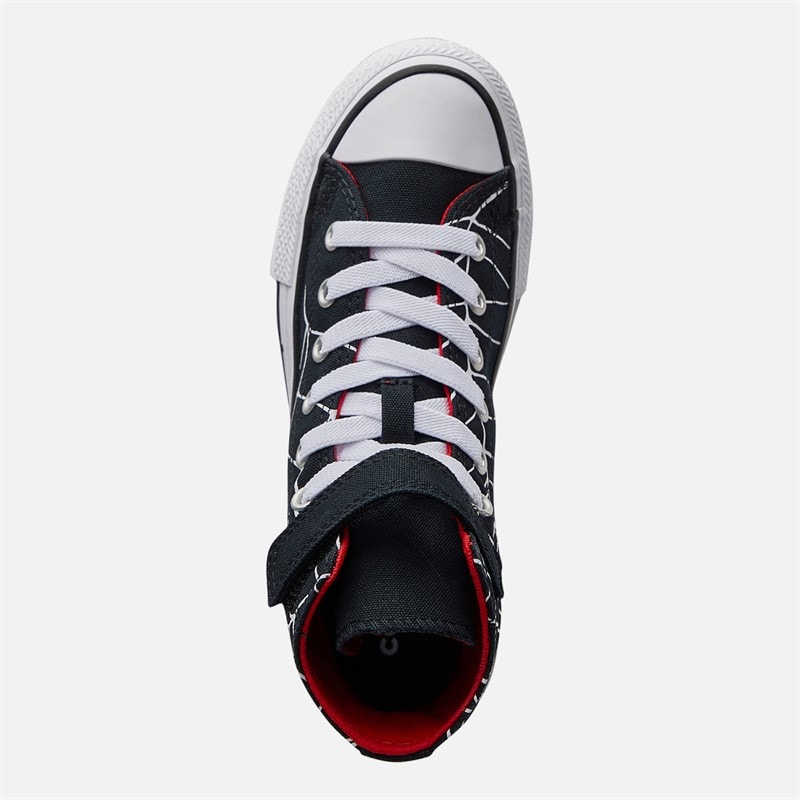 Converse Kids Chuck Taylor All Star Hi Spiderweb Easy On Trainers Black/White/Red - Image 4