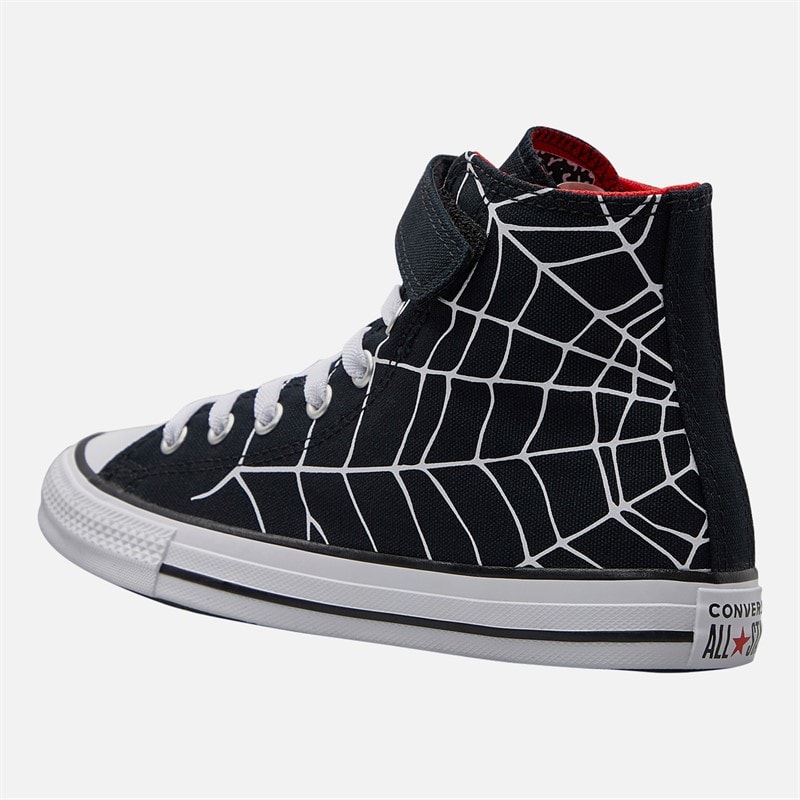 Converse Kids Chuck Taylor All Star Hi Spiderweb Easy On Trainers Black/White/Red - Image 5