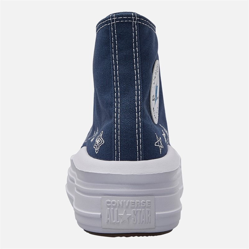 Converse Junior Chuck Taylor All Star Move Platform Doodle Stars Trainers Navy/Navy/White - Image 3