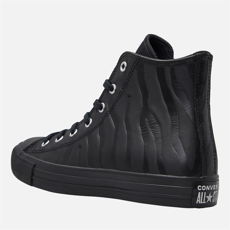 Converse Junior Chuck Taylor All Star Hi Dark Zebra Print Trainers Black/Black/Silver - Image 5