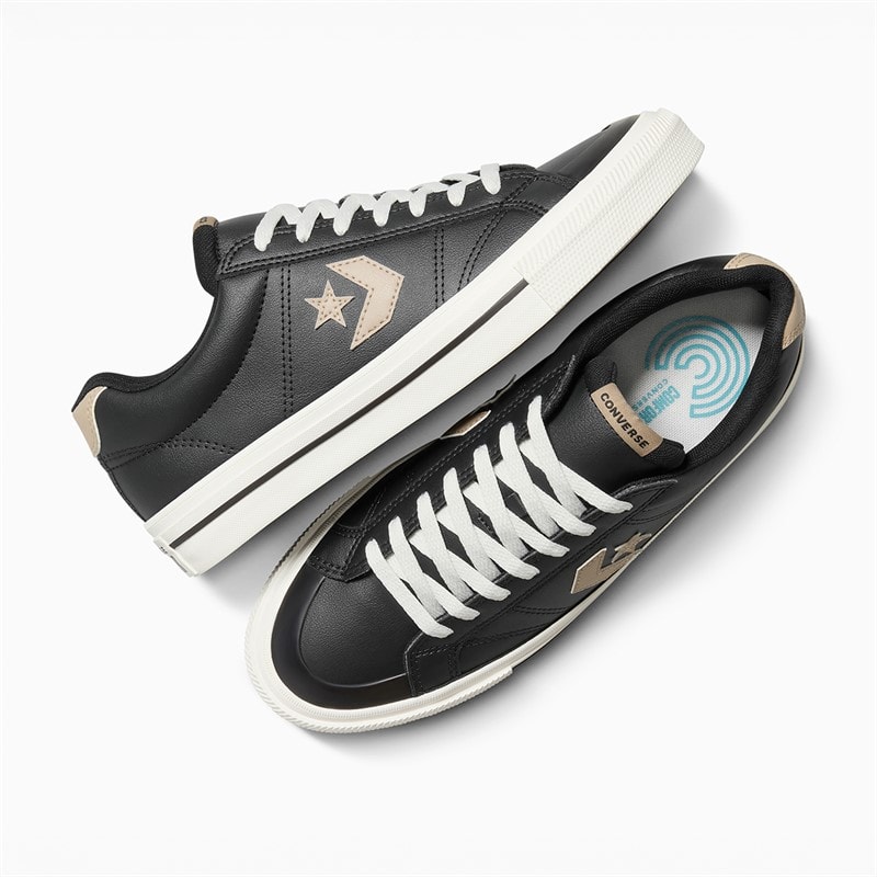 Converse Mens Sport Casual Faux Leather Trainers Black/Vintage Cargo - Image 4