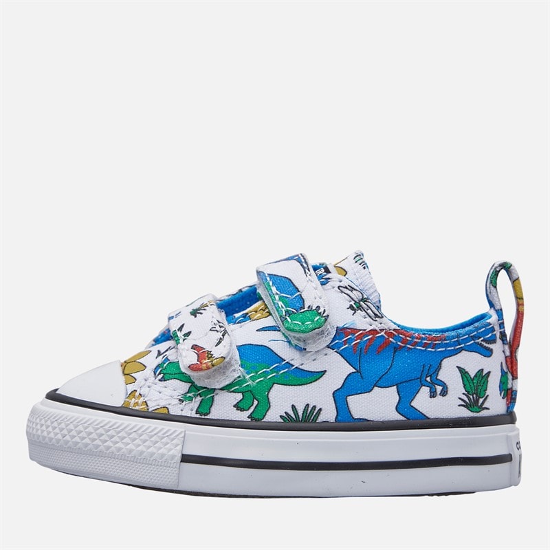 Converse Infant Chuck Taylor All Star Dino Party Easy On Trainers White/Totally Blue/Enamel Red - Image 1