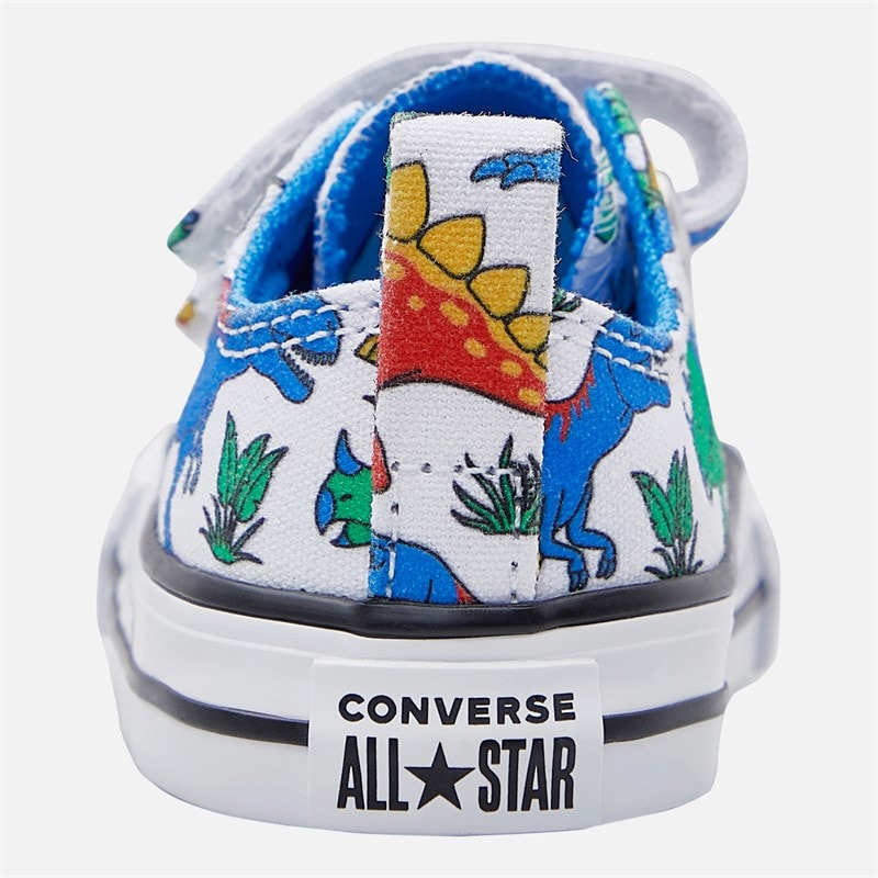 Converse Infant Chuck Taylor All Star Dino Party Easy On Trainers White/Totally Blue/Enamel Red - Image 3