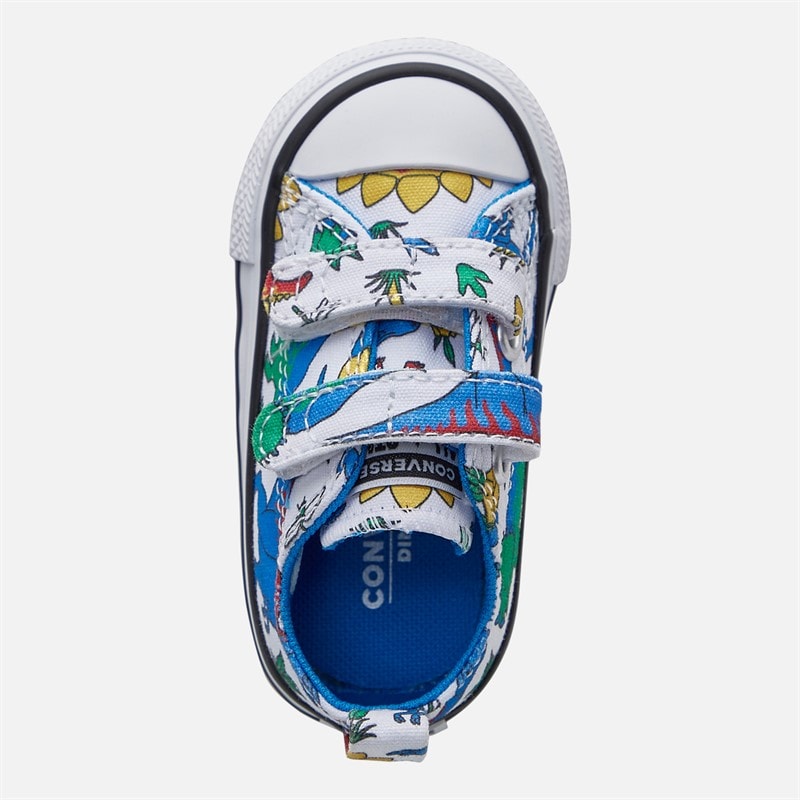 Converse Infant Chuck Taylor All Star Dino Party Easy On Trainers White/Totally Blue/Enamel Red - Image 4