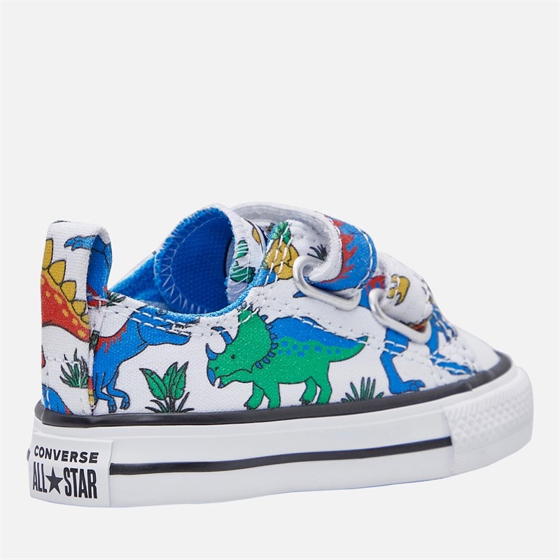 Converse Infant Chuck Taylor All Star Dino Party Easy On Trainers White/Totally Blue/Enamel Red - Image 5