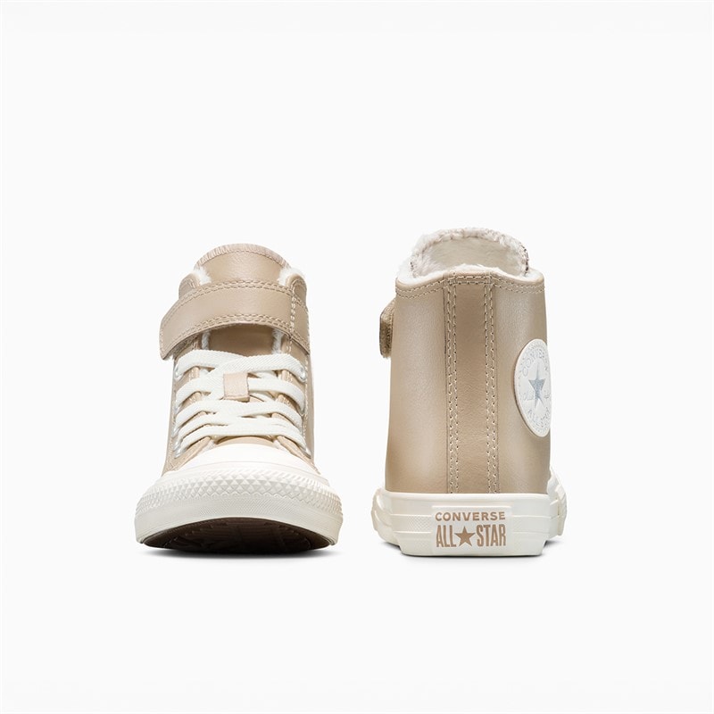 Converse Kids Chuck Taylor All Star Leather Hi Fuzzy Lining Easy On Trainers Vintage Cargo/Egret/Egret - Image 3