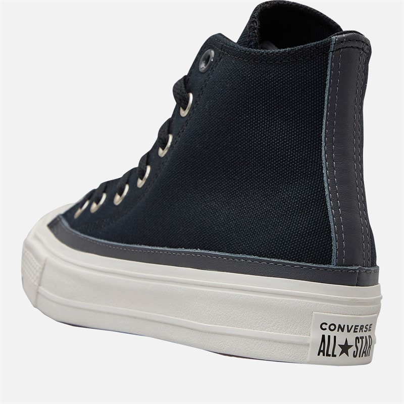 Converse Chuck Taylor All Star Hi Double Lace Trainers Black/Vintage White/Black - Image 5
