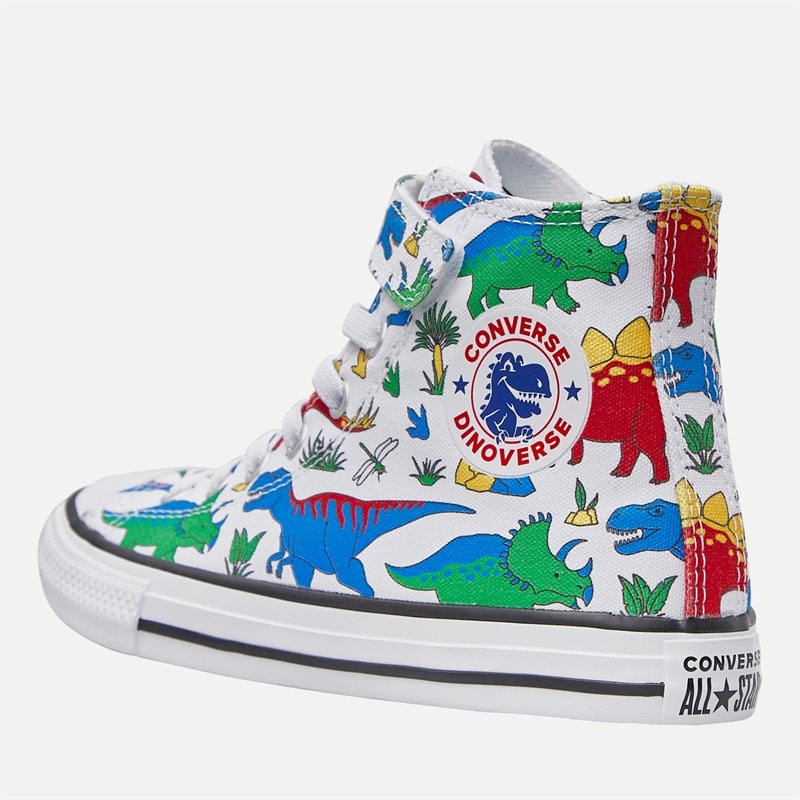 Converse Kids Chuck Taylor All Star Hi Dino Party Easy-On Trainers White/Totally Blue/Enamel Red - Image 5