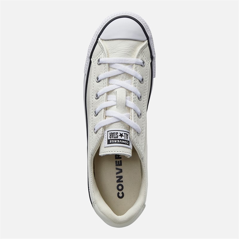 Converse Womens Chuck Taylor All Star Dainty Lucky Leather Trainers Egret/Black/White - Image 5