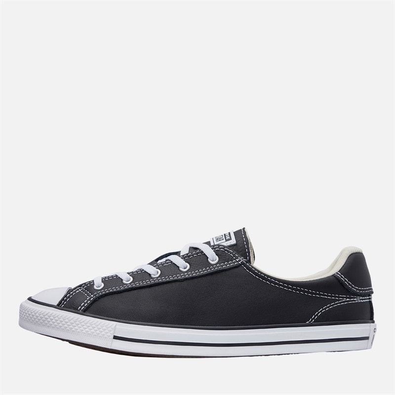 Converse Womens Chuck Taylor All Star Dainty Lucky Leather Trainers Black/White/Black - Image 2