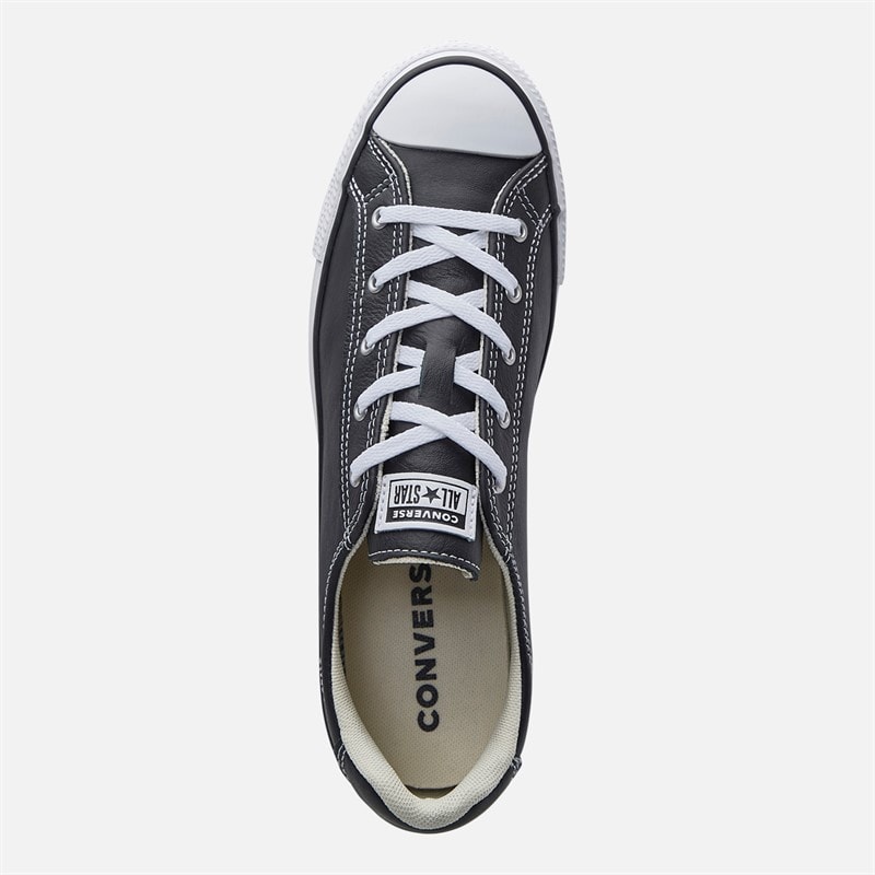 Converse Womens Chuck Taylor All Star Dainty Lucky Leather Trainers Black/White/Black - Image 5