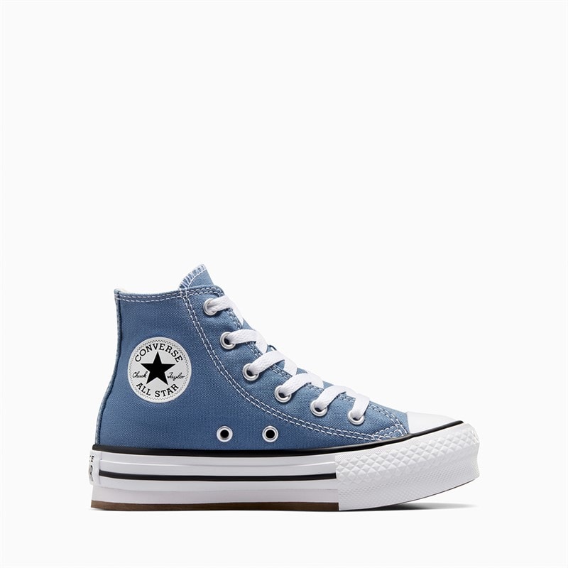 Converse Kids Chuck Taylor All Star Hi Eva Lift Platform Trainers Lakeside Blue/White/Black - Image 1