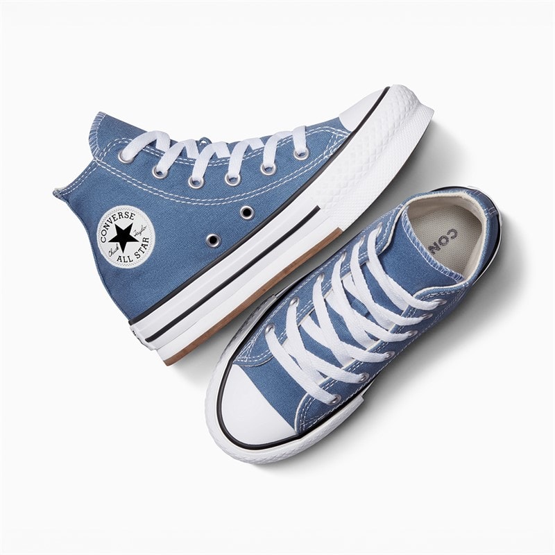 Converse Kids Chuck Taylor All Star Hi Eva Lift Platform Trainers Lakeside Blue/White/Black - Image 4
