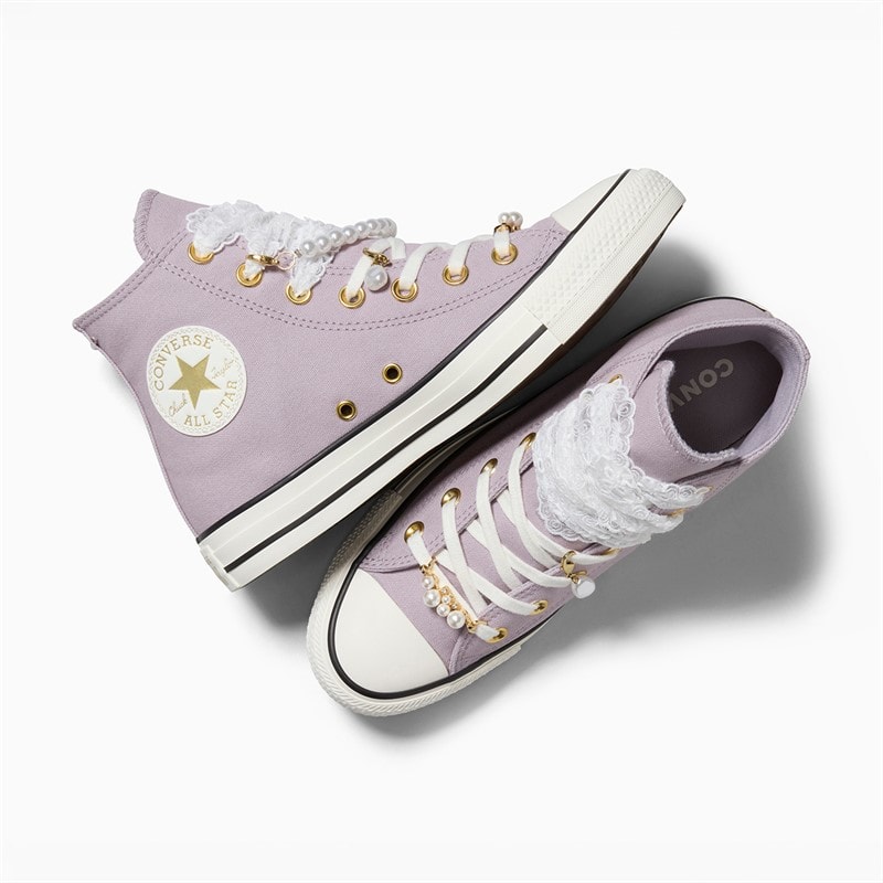 Converse Womens Chuck Taylor All Star Hi Charms Trainers Frozen Thistle/Egret/Black - Image 4