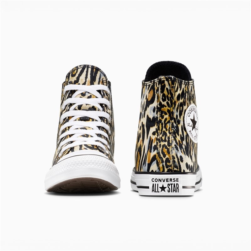 Converse Chuck Taylor All Star Hi Leopard Trainers Black/White/Brown - Image 3