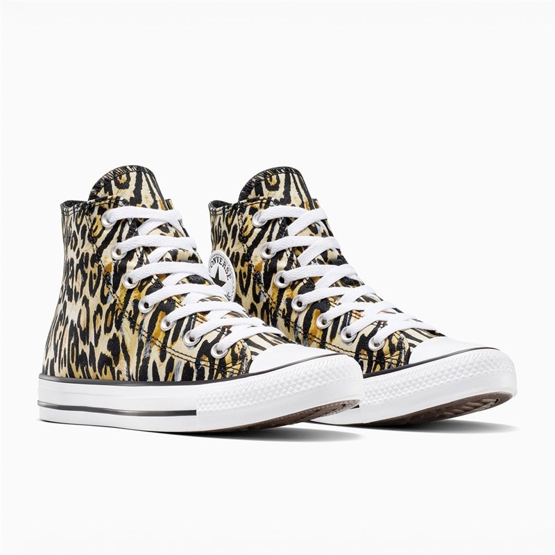 Converse Chuck Taylor All Star Hi Leopard Trainers Black/White/Brown - Image 4