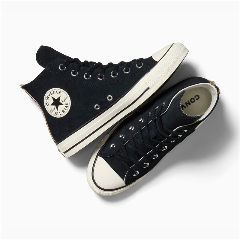Converse Womens Chuck Taylor All Star Hi Leopard Suede Trainers Black/Sand Dune/Egret - Image 4