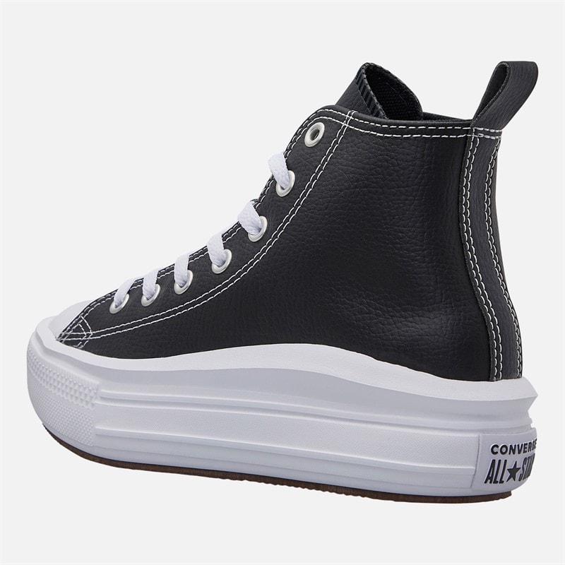 Converse Kids Chuck Taylor All Star Move Platform Leather Trainers Black/Black/White - Image 5