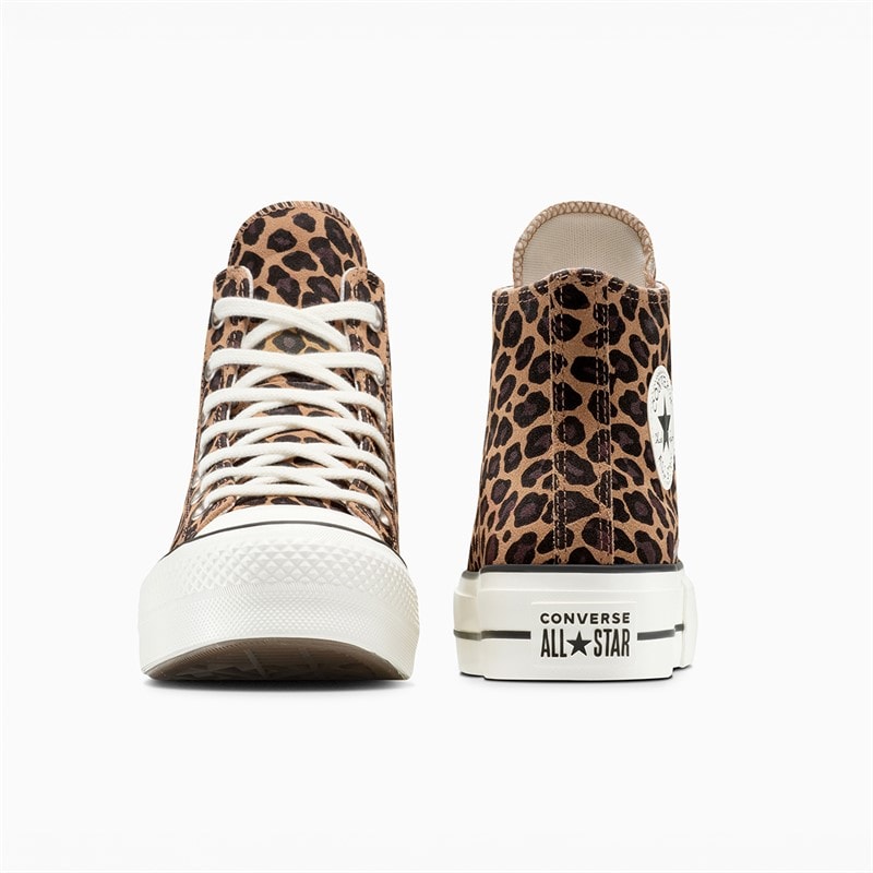 Converse Womens Chuck Taylor All Star Hi Lift Platform Leopard Suede Trainers Incensed/Black/Egret - Image 2